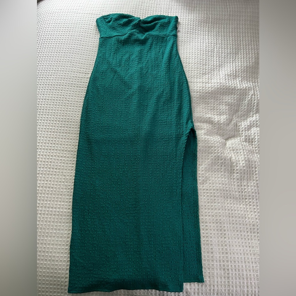 Emerald green strapless dress